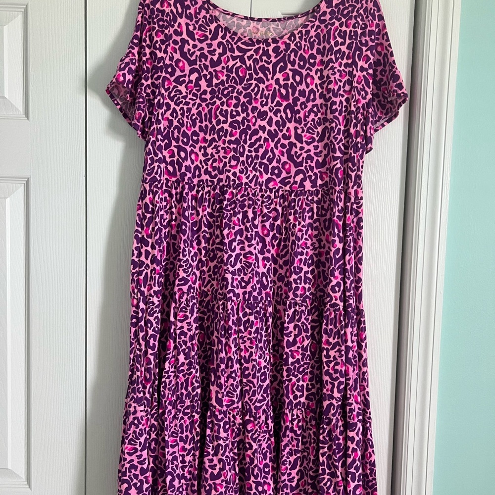 Lilly Pulitzer Pink and Purple Leopard Print Short Sleeve Dress